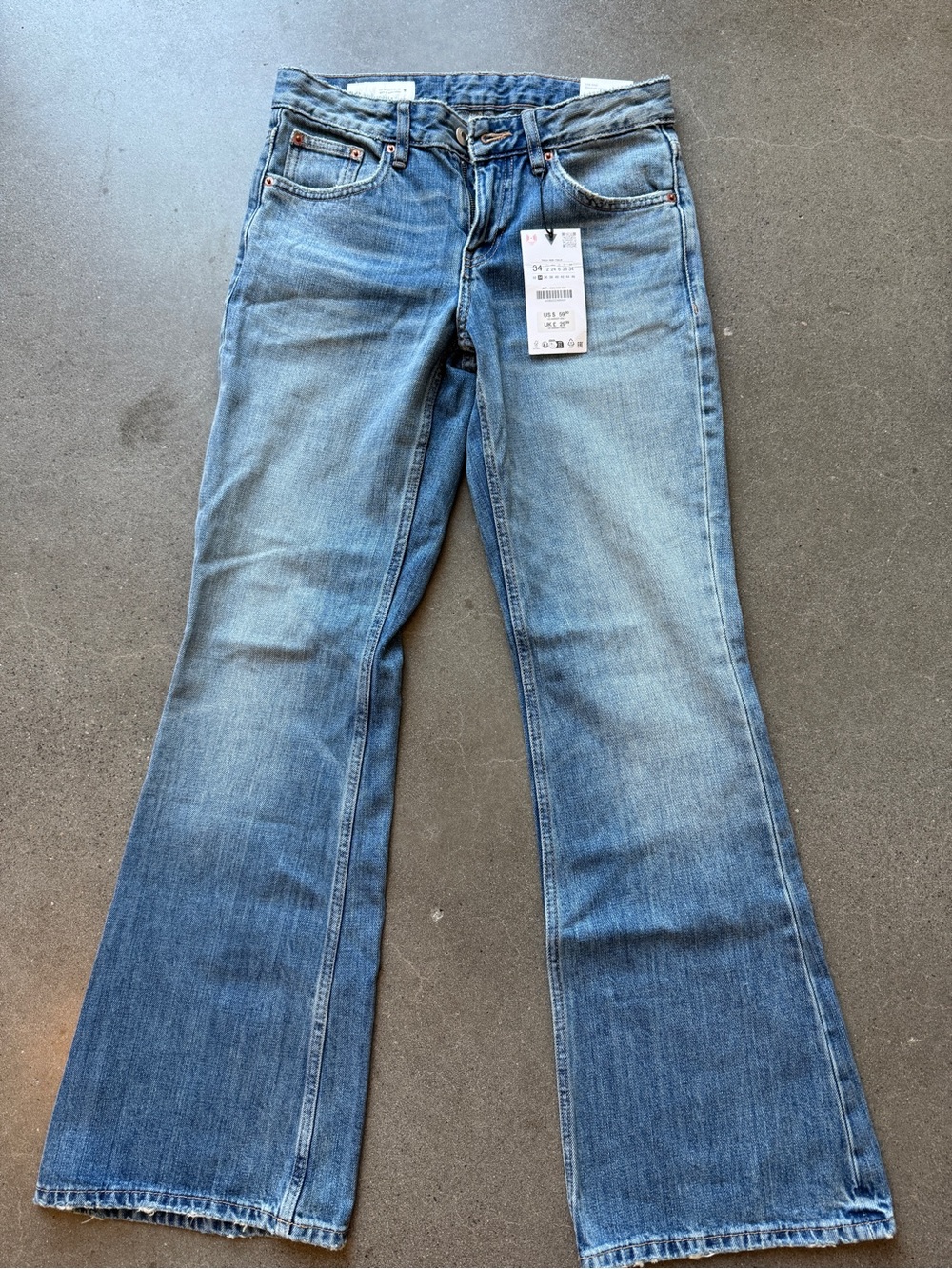 Zara Medium Blue Flared Jeans